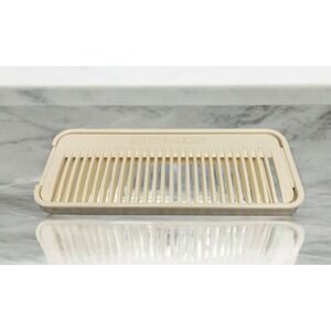 Vintage Estée Lauder Wide Tooth Pocket Hair Comb Mirror clip in case beige white